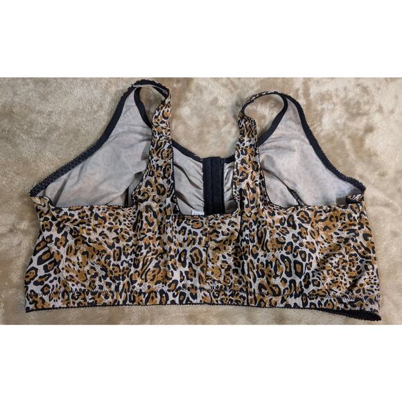 LEADING LADY Plus Size Bra 48DD 48 DD Leopard Spot Front Close Wireless Bralette - Picture 3 of 5